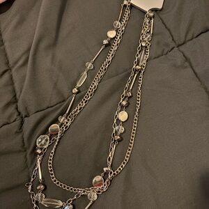 Lux Silver and Black Multi-Strand Necklace